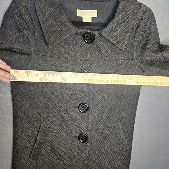 Michael Kors Women's Small 3/4 Sleeve Peacoat Dresscoat Black Vintage Textured - Picture 11 of 16